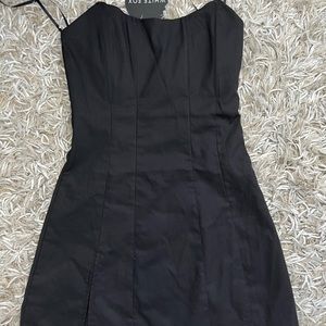 Black strapless White fox Dress!